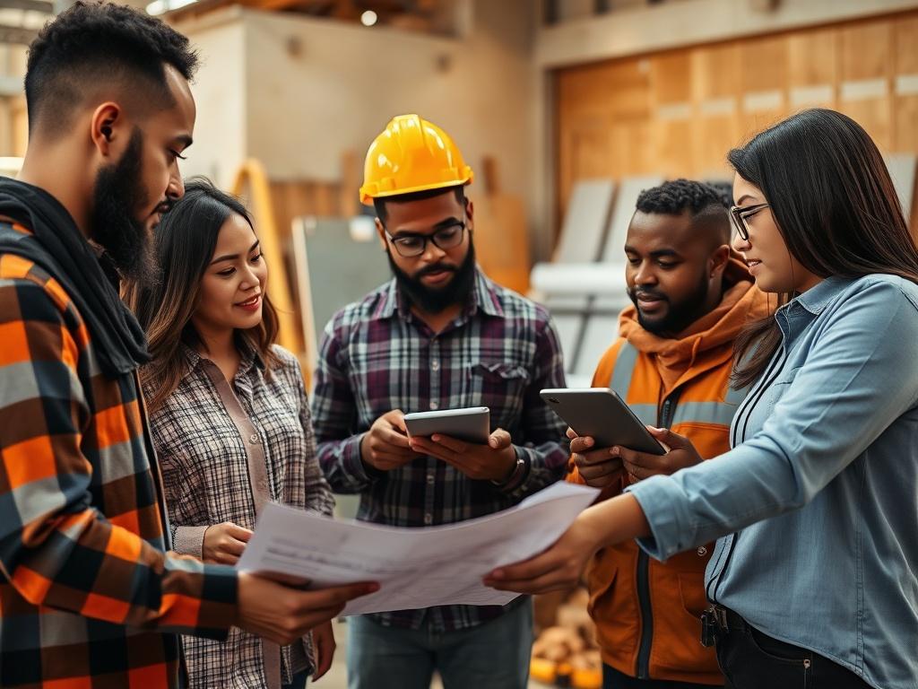 A close up shot of a professional team collaborating on