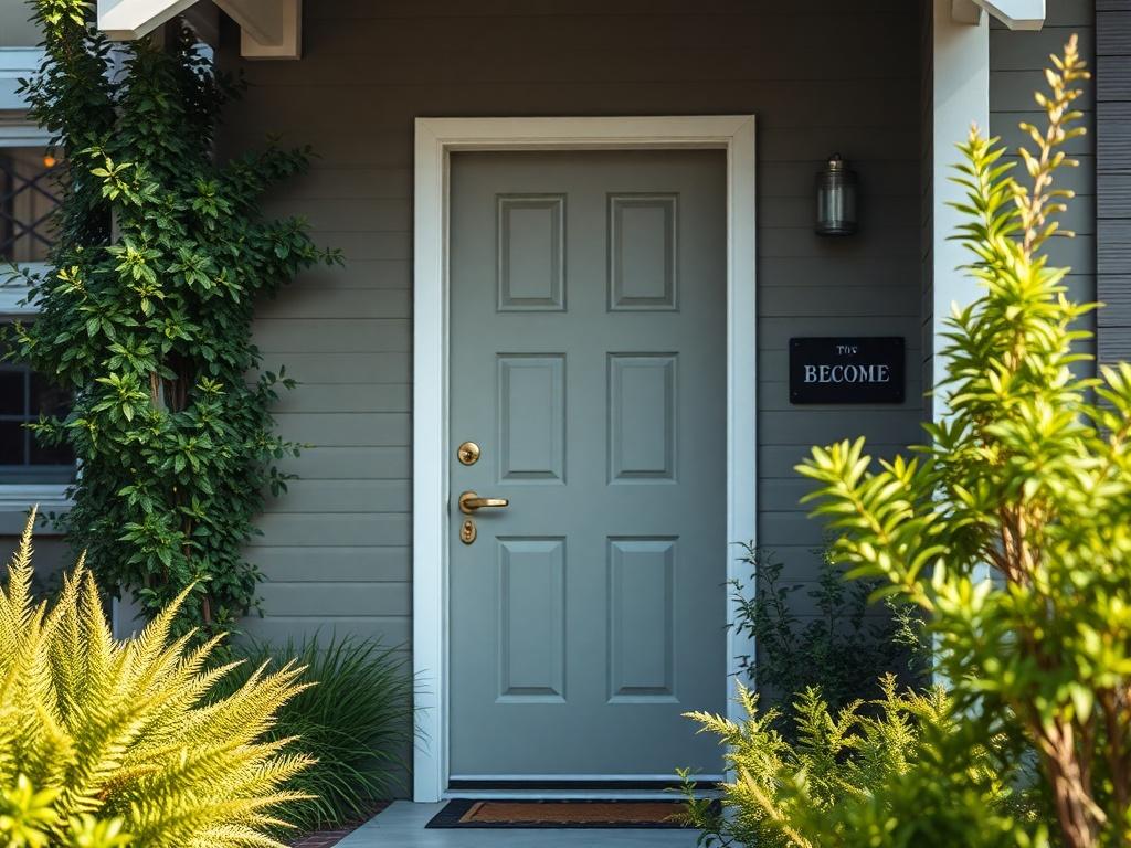 A close up shot of a welcoming rental property entrance,