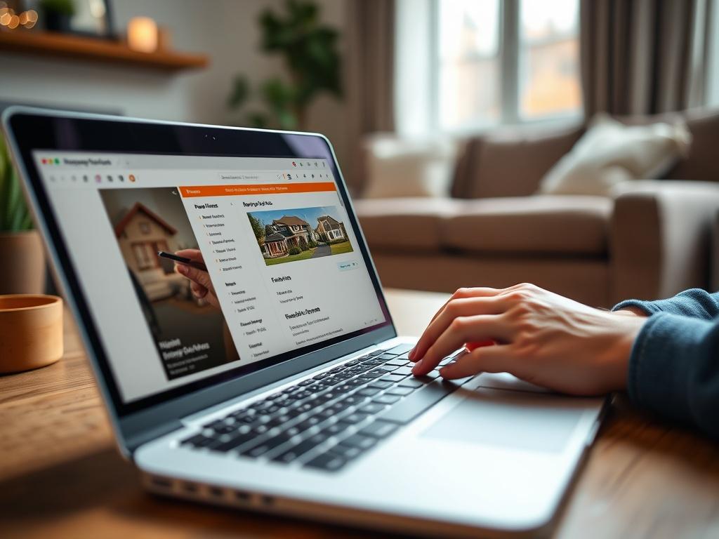 A close up shot of a person typing property listing