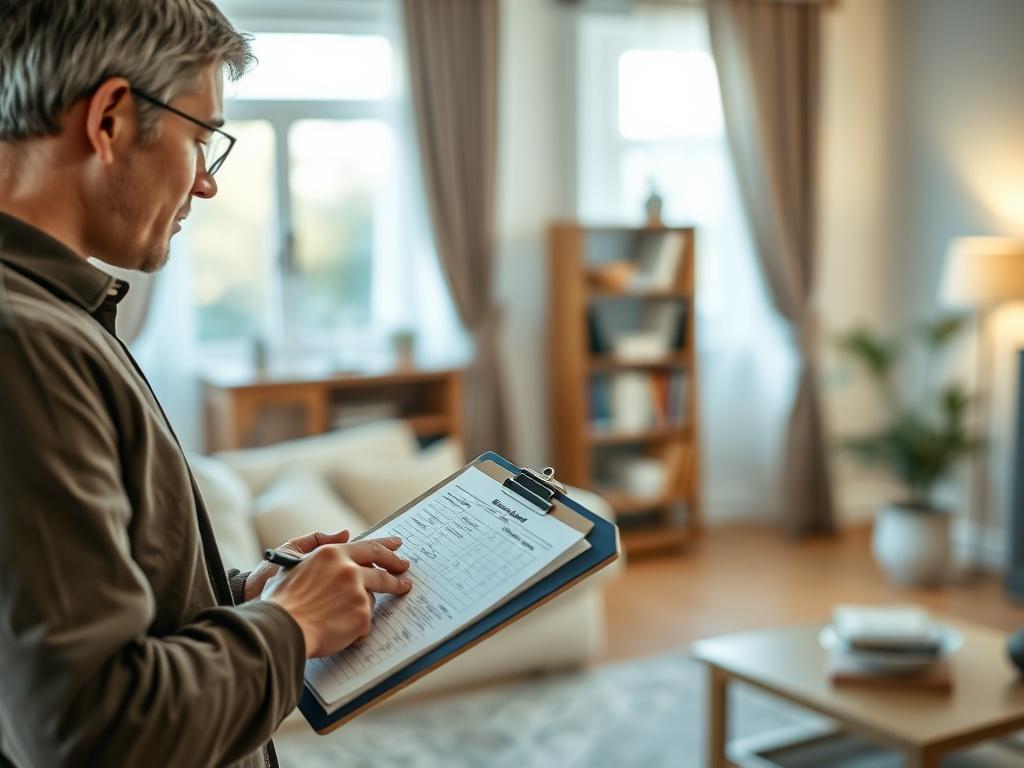 A close up of a person inspecting a property, looking