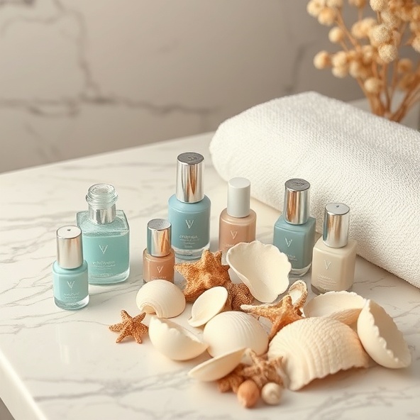Luxury nail care products in coastal colors