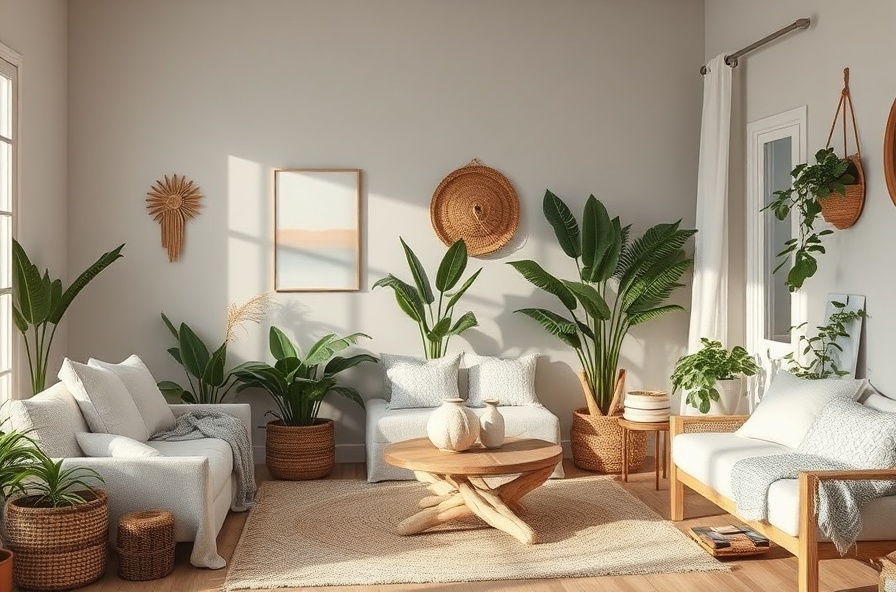 Serene coastal boho home environment