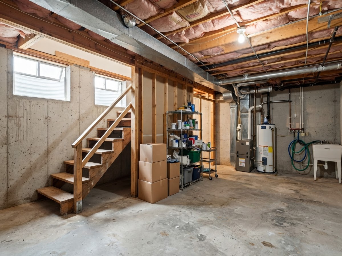 Kingfield Finished Basement, before