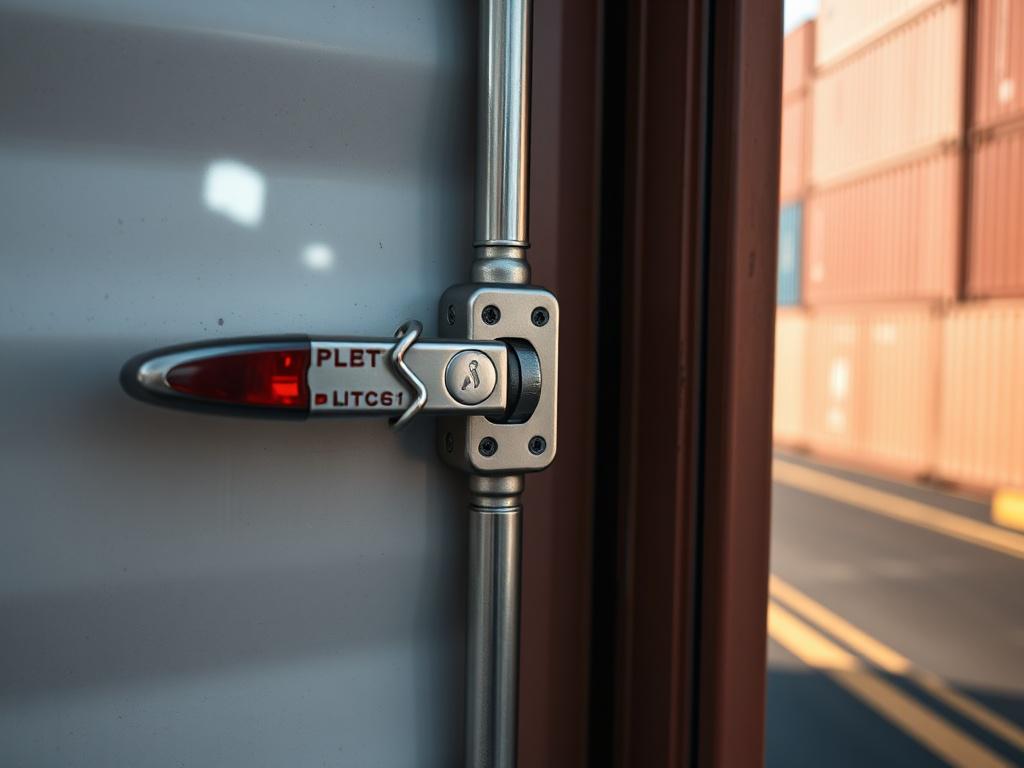 A hyper realistic close up shot of a shipping container