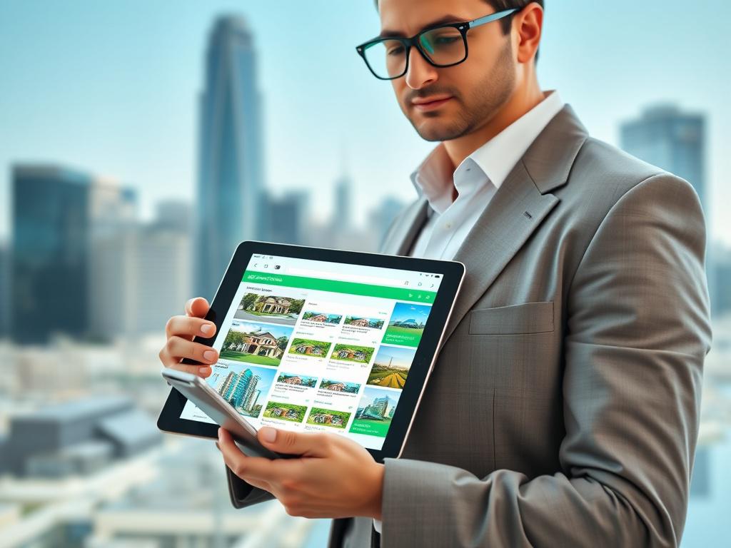A close up shot of a modern real estate agent