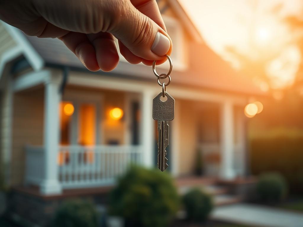 A close up shot of a hand holding a house