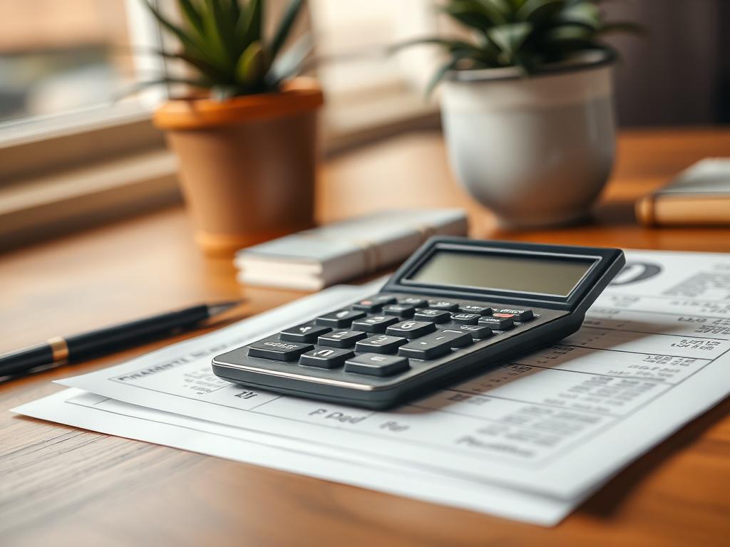 A close up shot of a calculator and financial documents