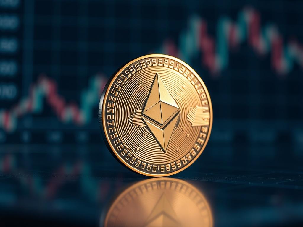 **Prompt for AI Image Generation:**

Create a realistic high-resolution photograph that captures the essence of a blog post titled "Is the Crypto Bull Market Still Going to Happen This Year?". 

**Composition:** The image should feature a single subject: a sleek, modern cryptocurrency coin (e.g., Bitcoin or Ethereum) placed prominently in the foreground. The coin should be displayed at an angle to highlight its details and shine, reflecting light in a way that emphasizes its value and significance.

**Subje