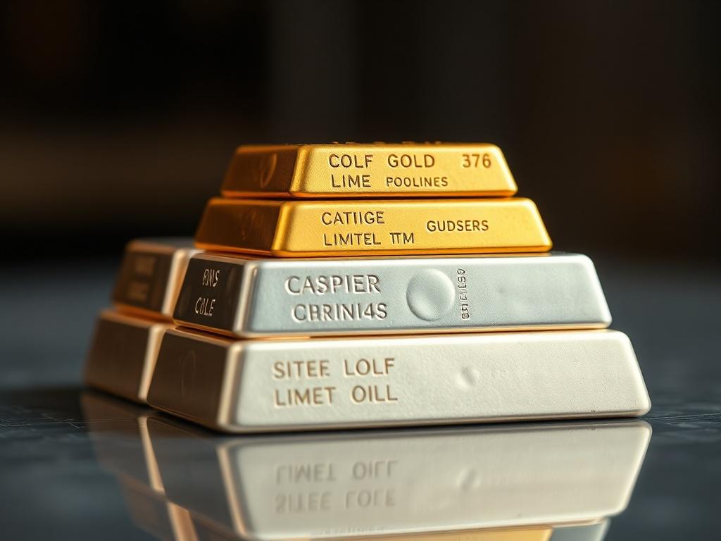 A hyper realistic close up shot of gold and silver