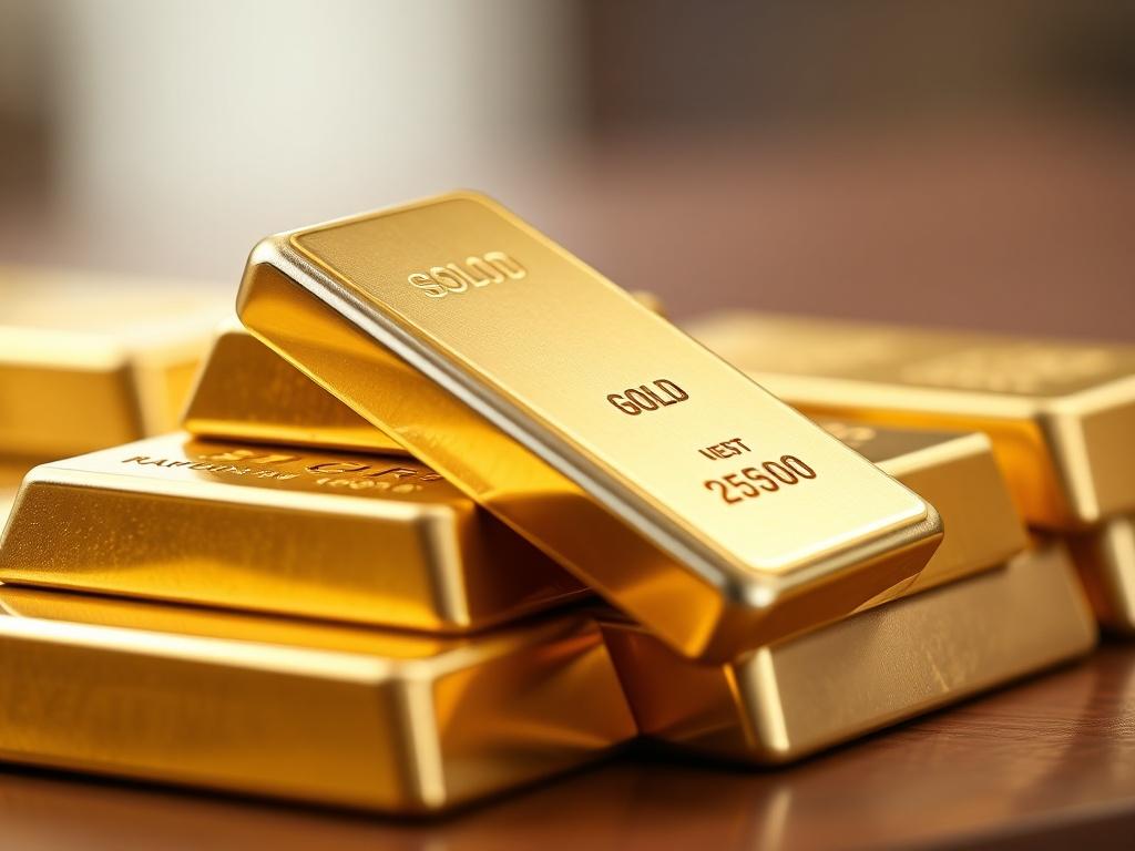 A close up shot of a stack of gold and