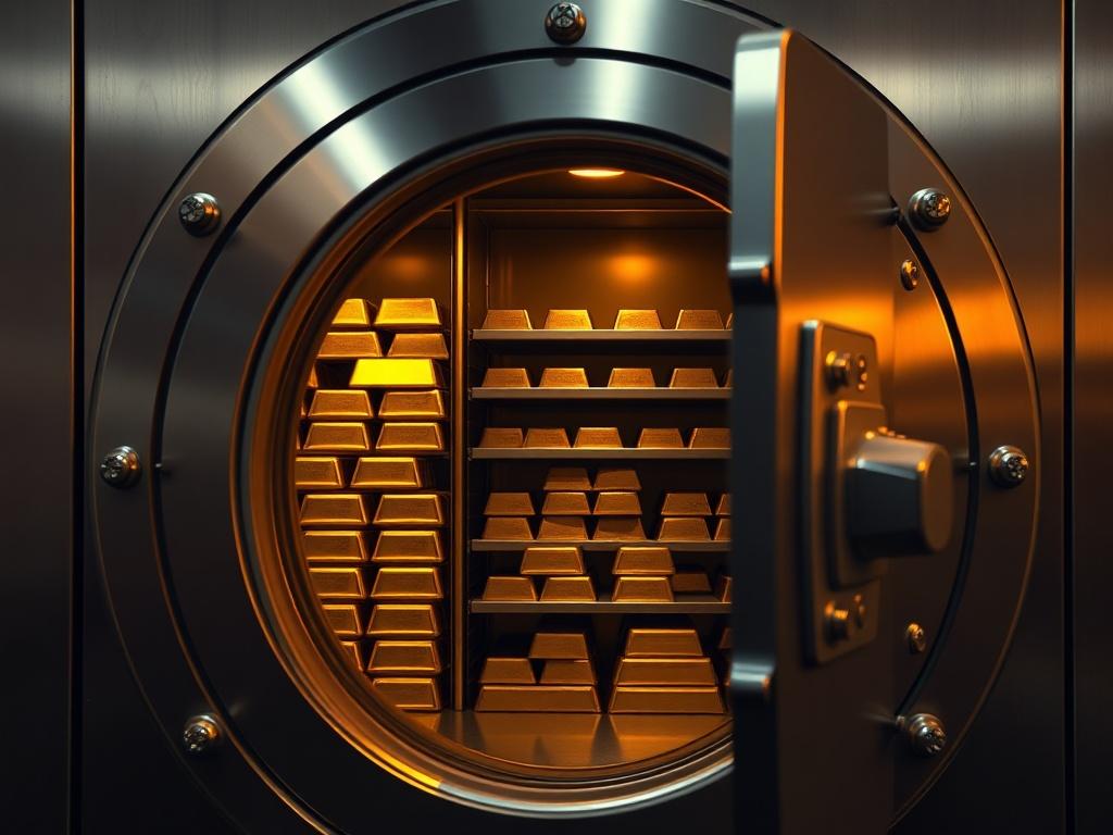 A hyper realistic image of a Brinks vault door slightly