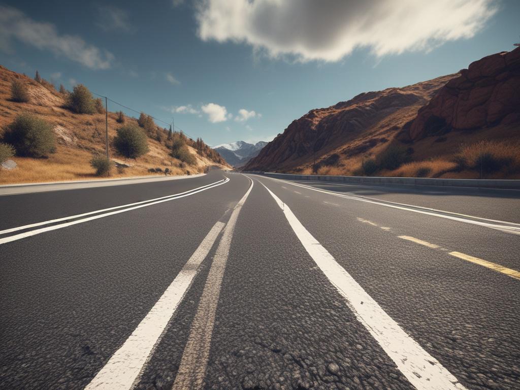 A close up shot of a hyper realistic 3D road