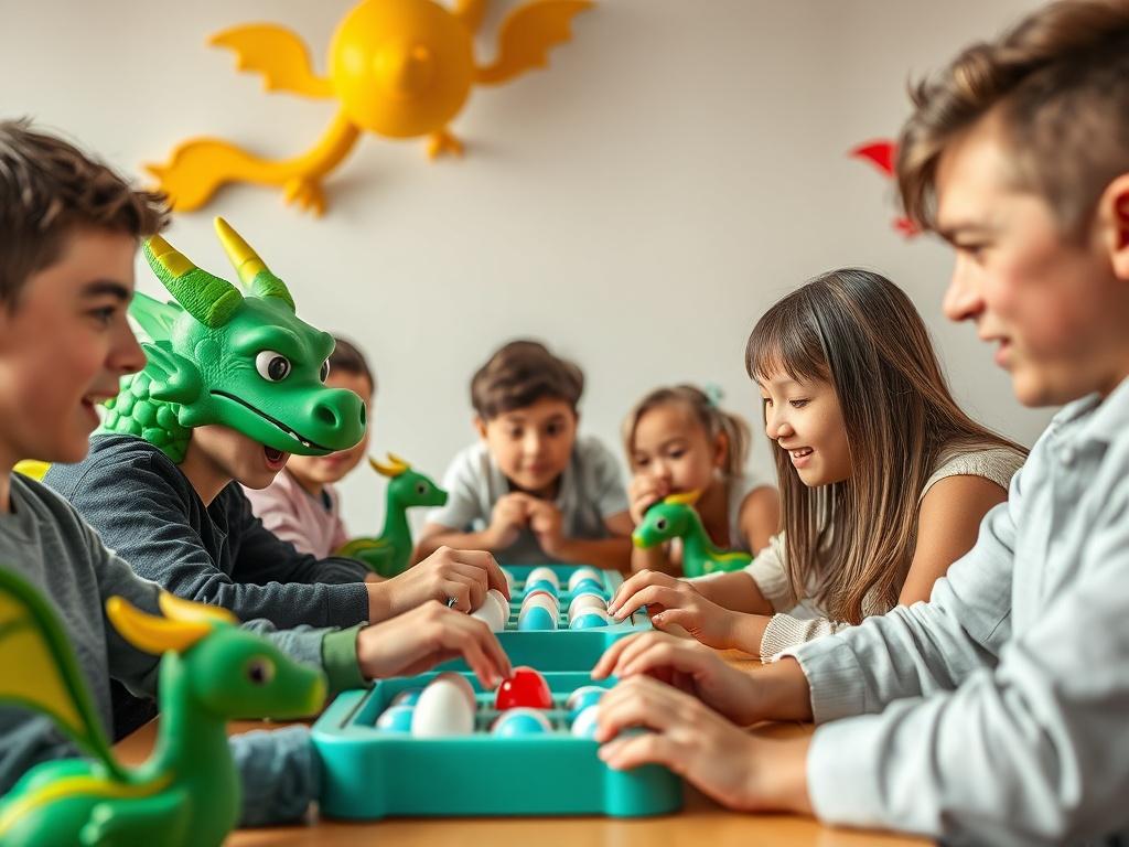 A lively scene depicting multiple players engaged in a friendly