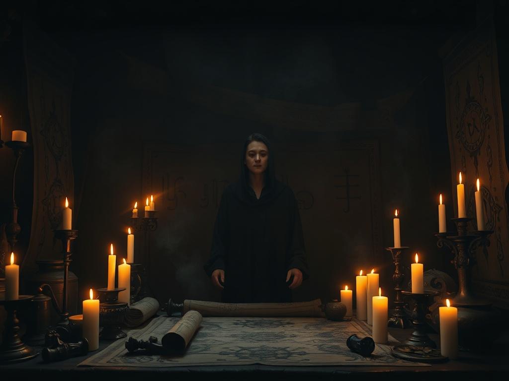 A captivating scene featuring a solitary figure in a dimly