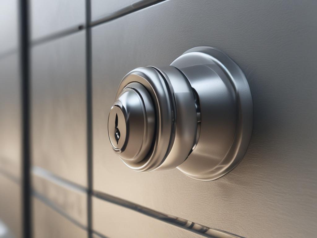 A hyper-realistic close-up shot of a secure digital lock on a shiny surface, reflecting light beautifully. The background should be soft and out of focus, emphasizing the lock as the main subject. The overall color scheme should harmonize with rgb(50, 170, 39), creating a sense of safety and trust.