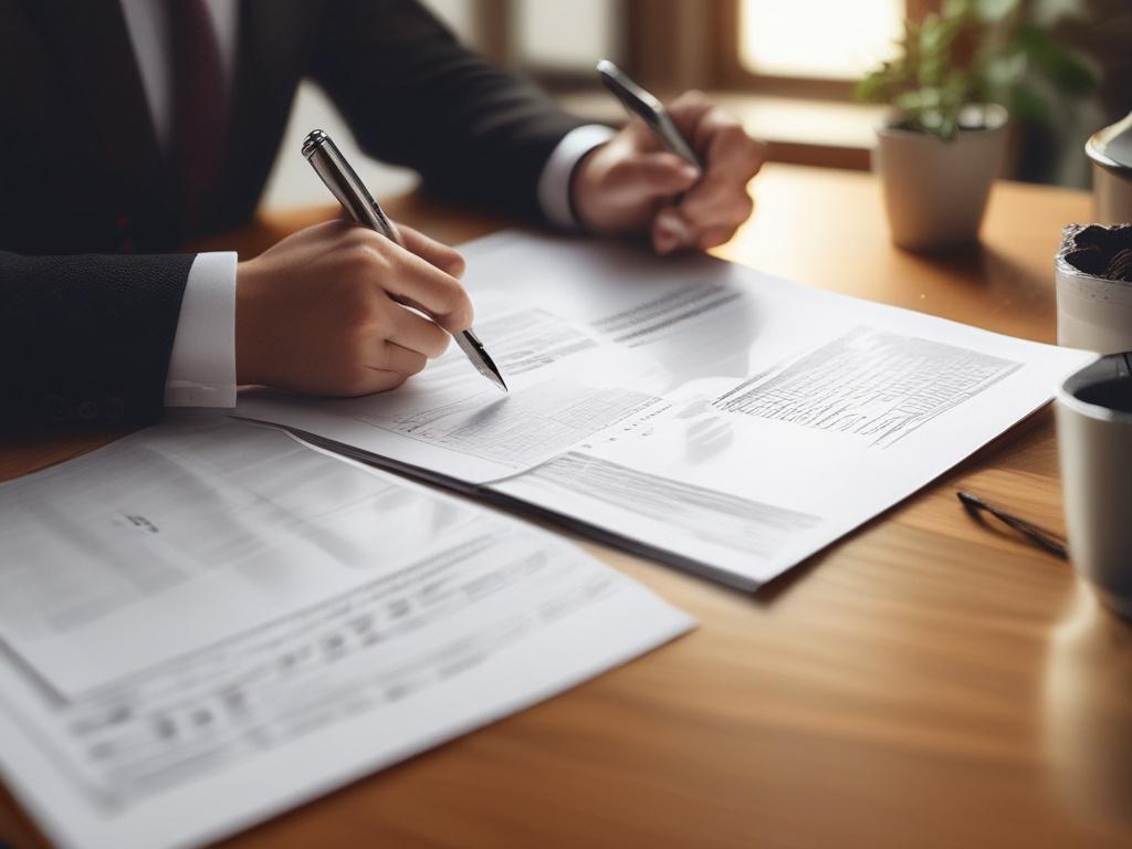 A hyper realistic close up shot of a financial planner