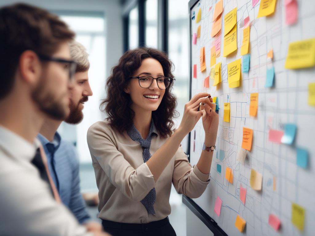 A close up shot of a team brainstorming strategies on