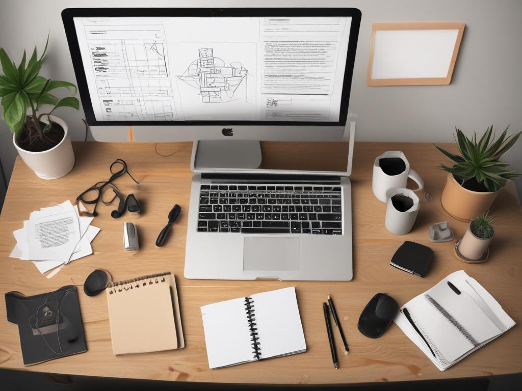 A realistic high resolution image of a content creator brainstorming