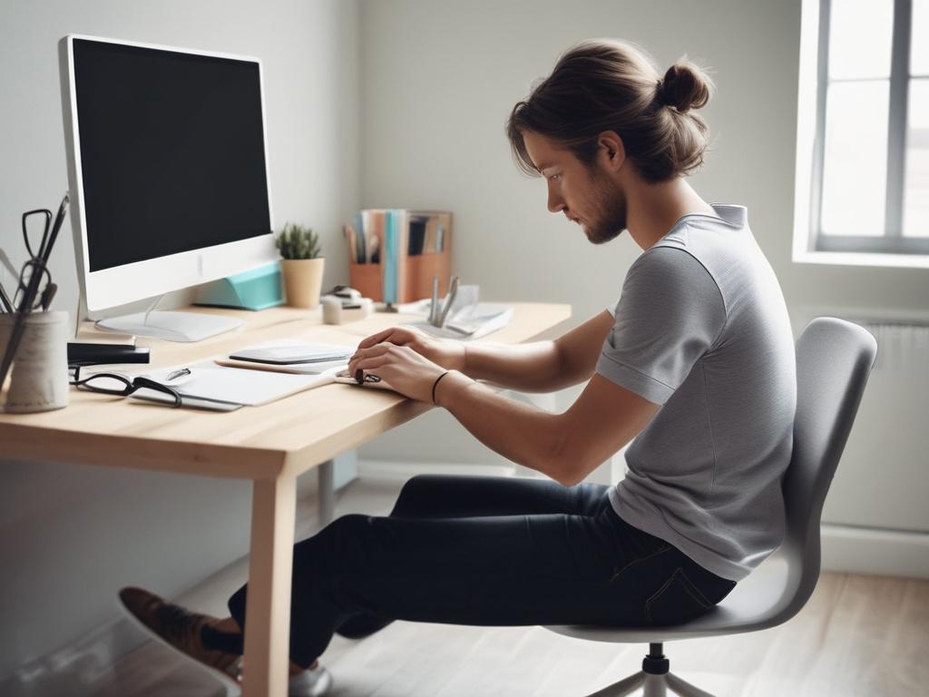 A realistic high resolution image of a designer working on