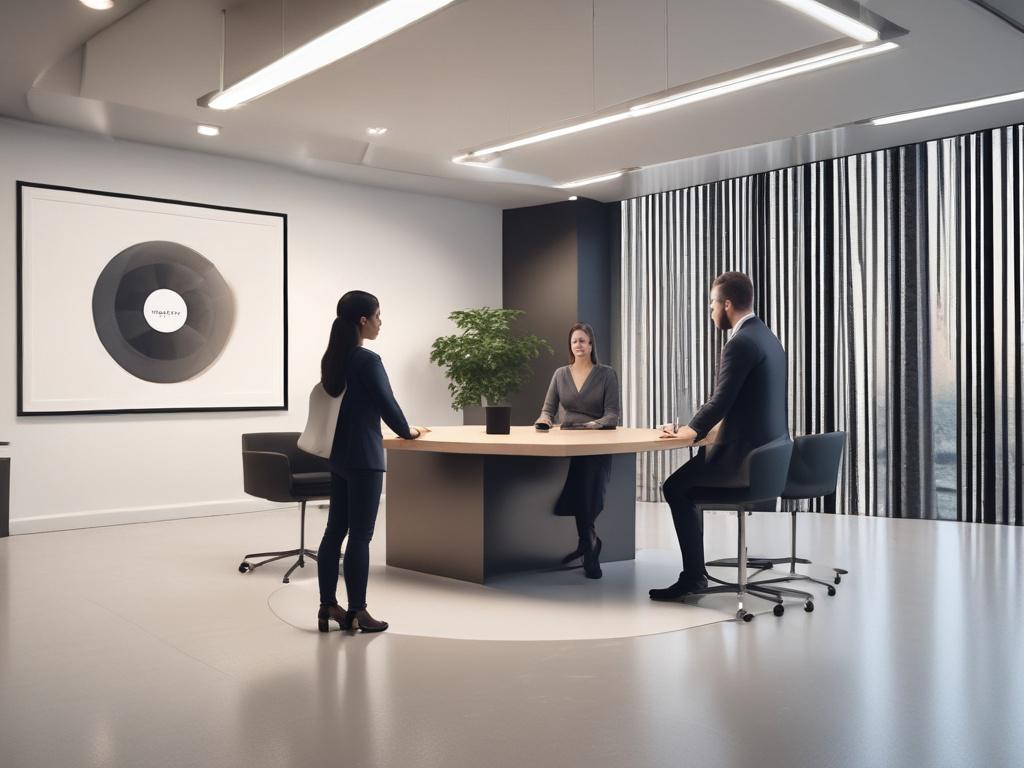 A high resolution image of a branding strategist presenting a