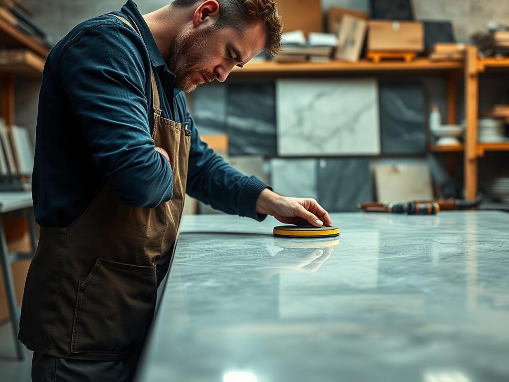 A close up shot of a skilled craftsman polishing a