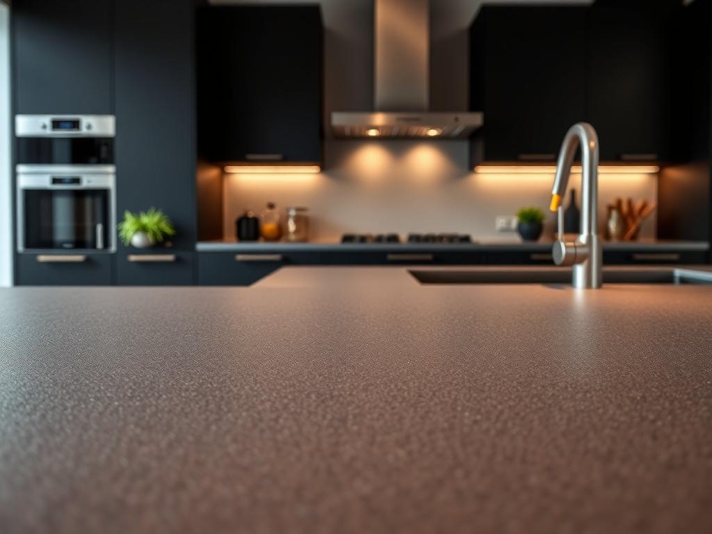 A close up of a Dekton benchtop in a contemporary