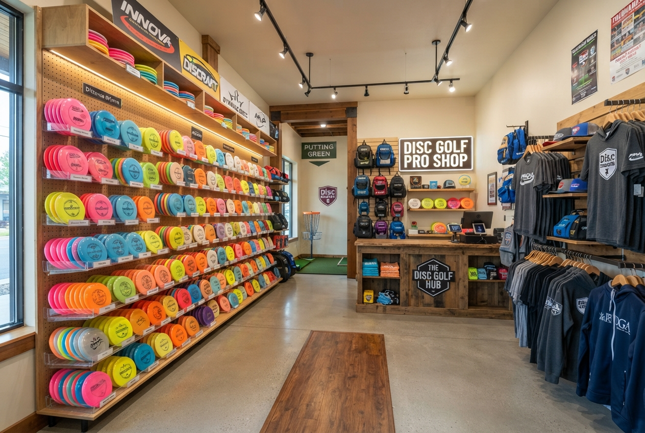 Chains Indoor pro shop with disc selection