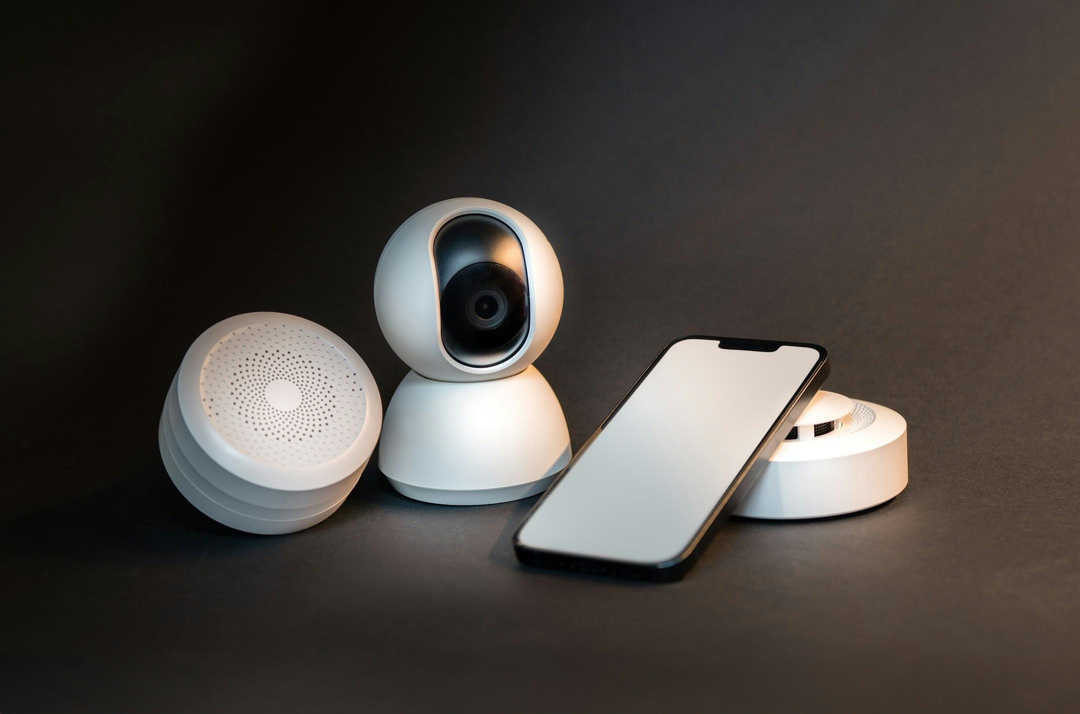 Smart home devices equipment. Mobile phone screen mockup.