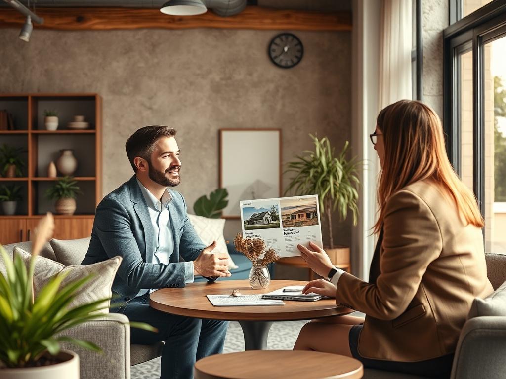 A high resolution image of a real estate consultant meeting