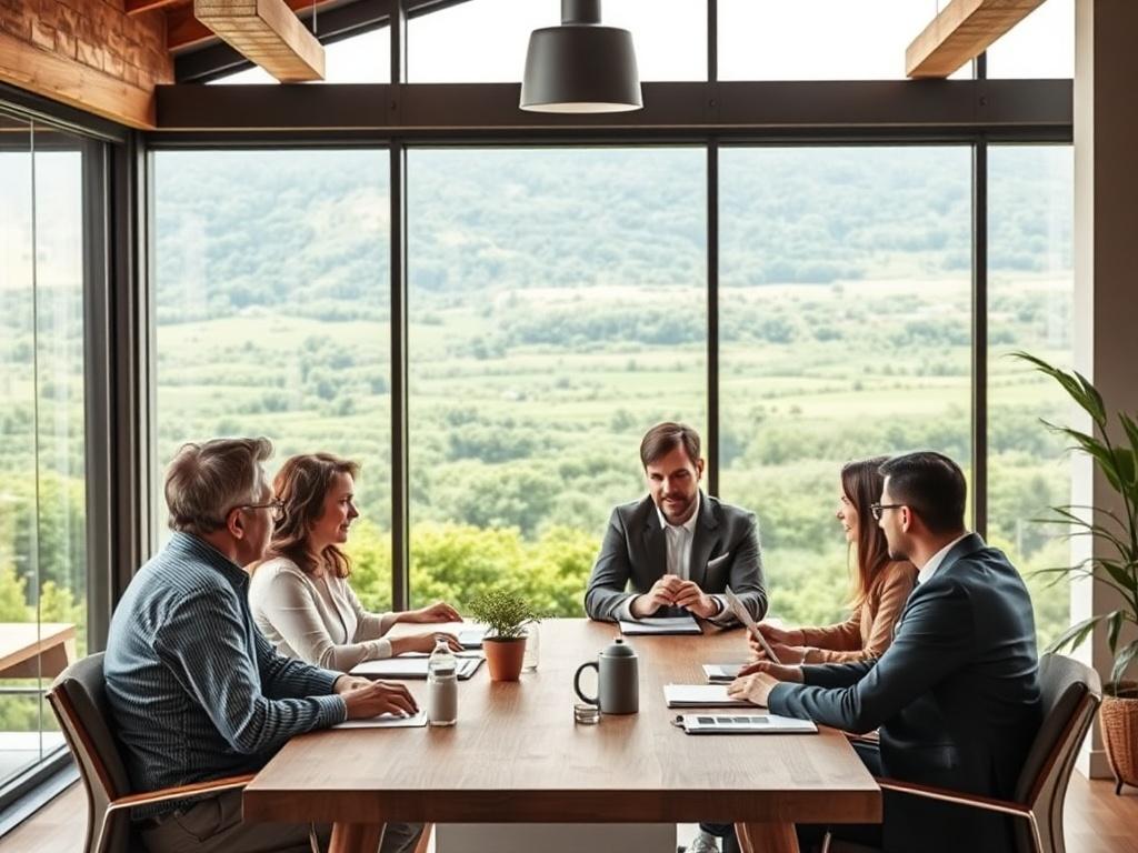 A realistic high resolution of a successful real estate meeting,