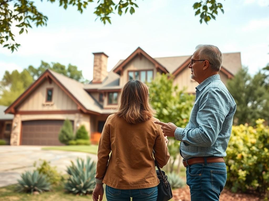 A client viewing a stunning house with a real estate