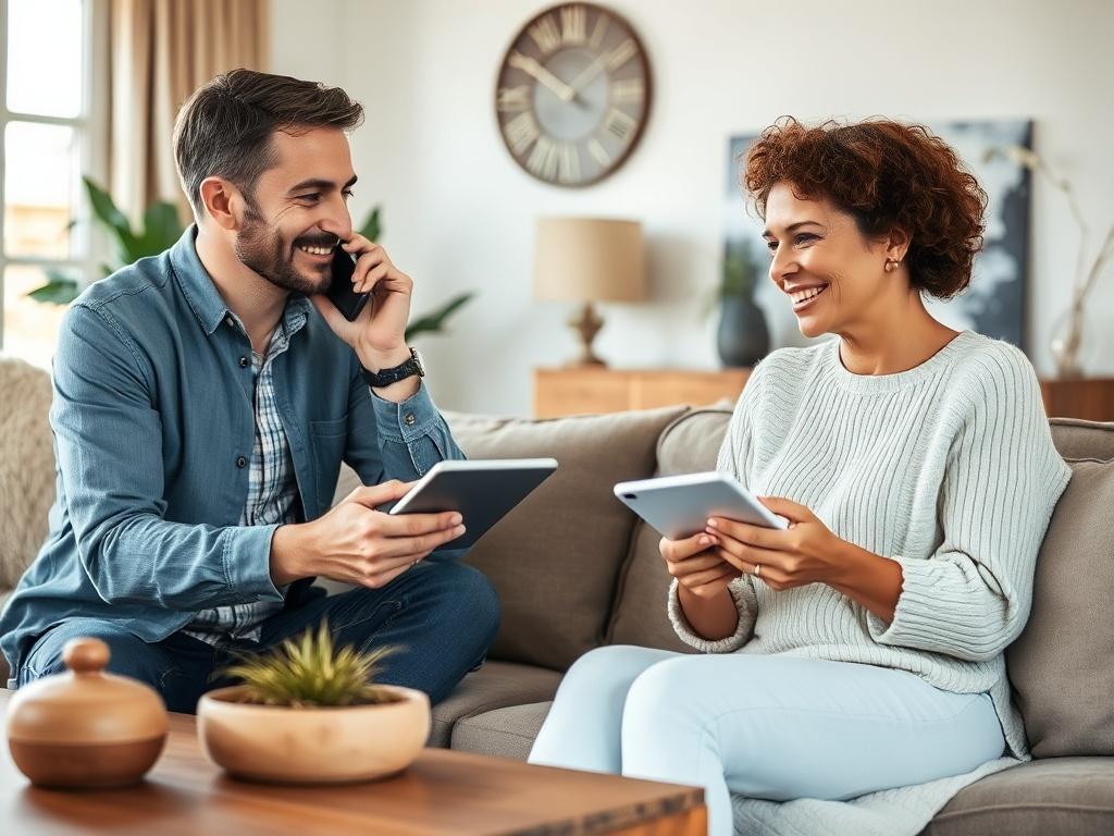A real estate consultant following up with a client via