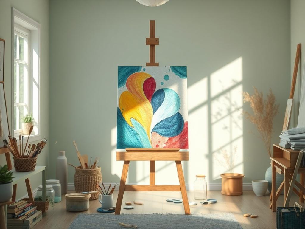 A serene and inviting art studio with soft, natural lighting