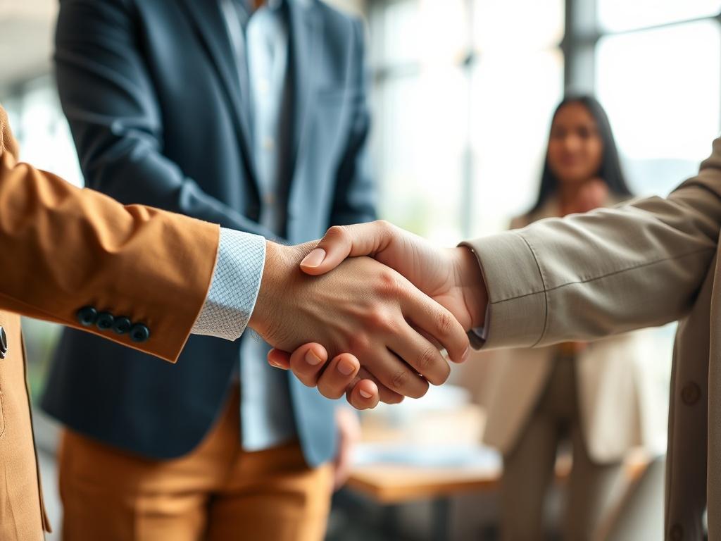 A close up shot of hands shaking between two diverse