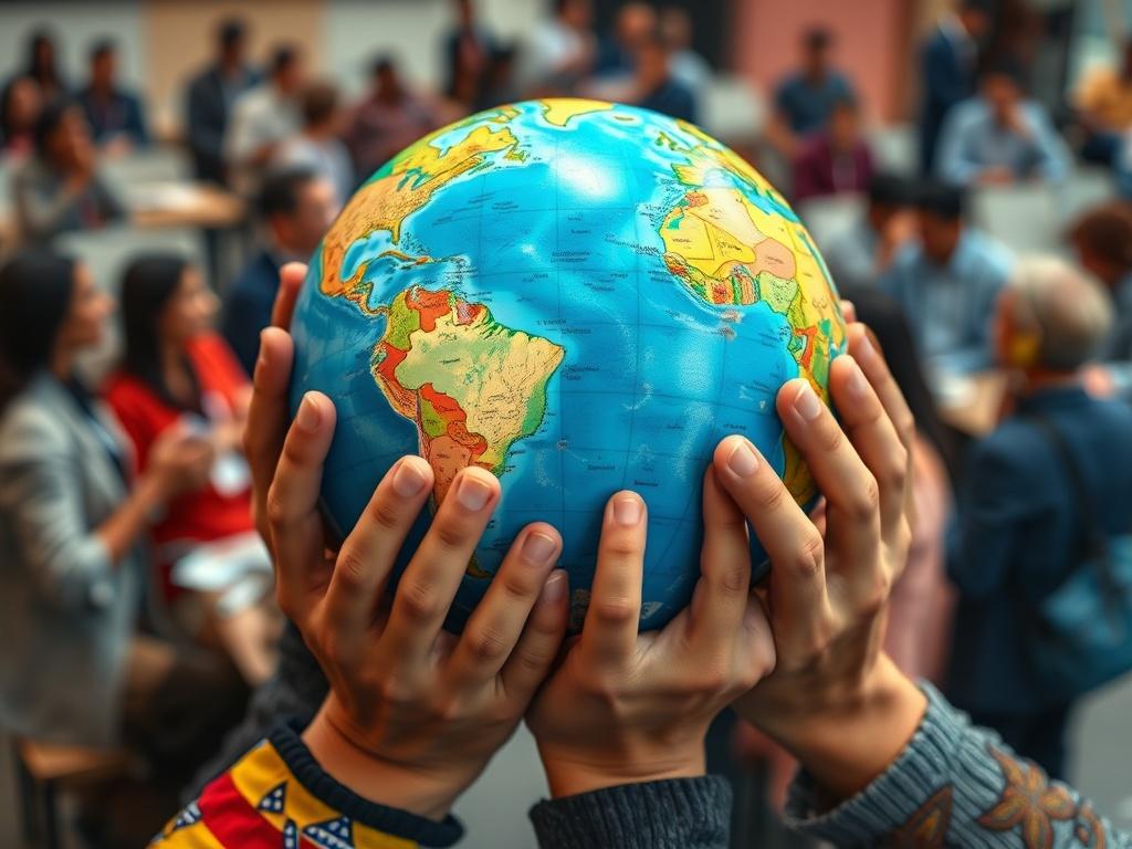 A close up shot of a globe being held by