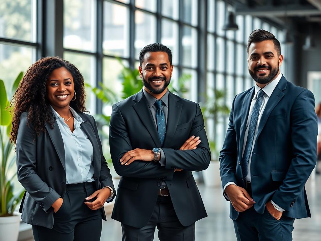 A close up shot of a diverse group of three