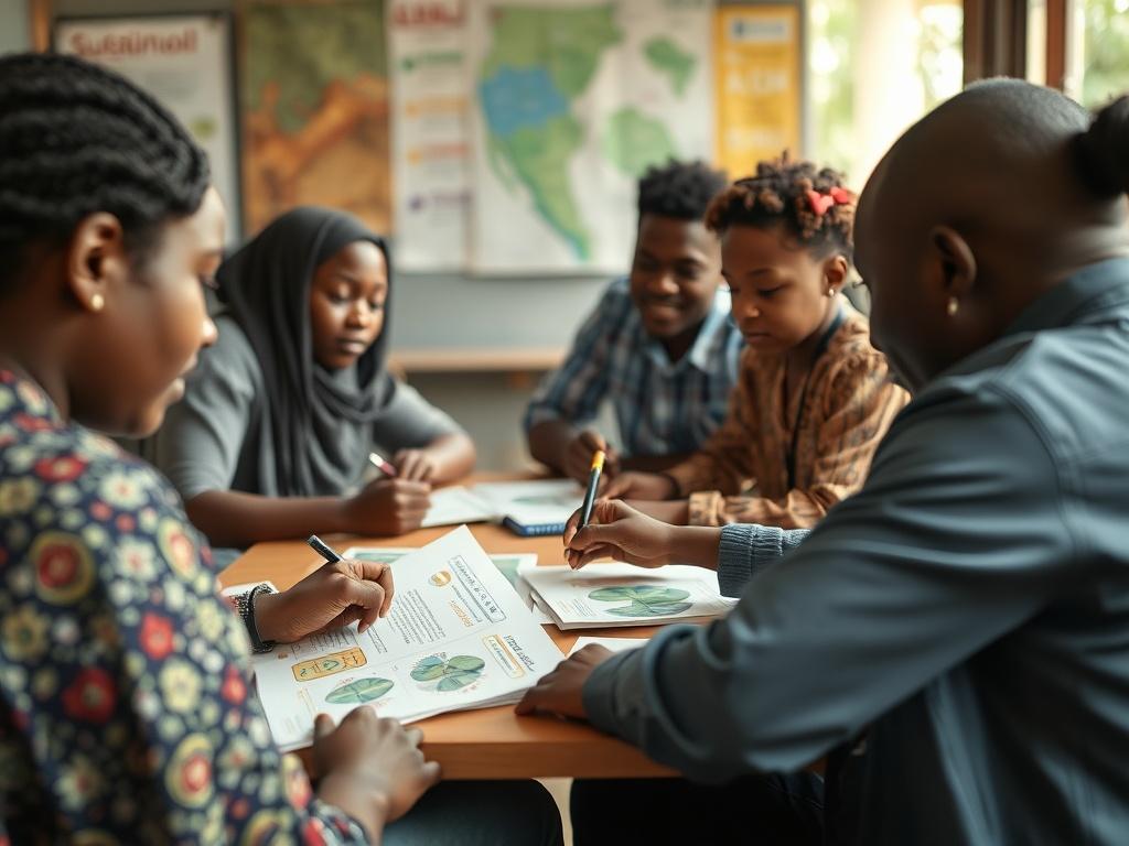 A vibrant image of community members participating in an educational