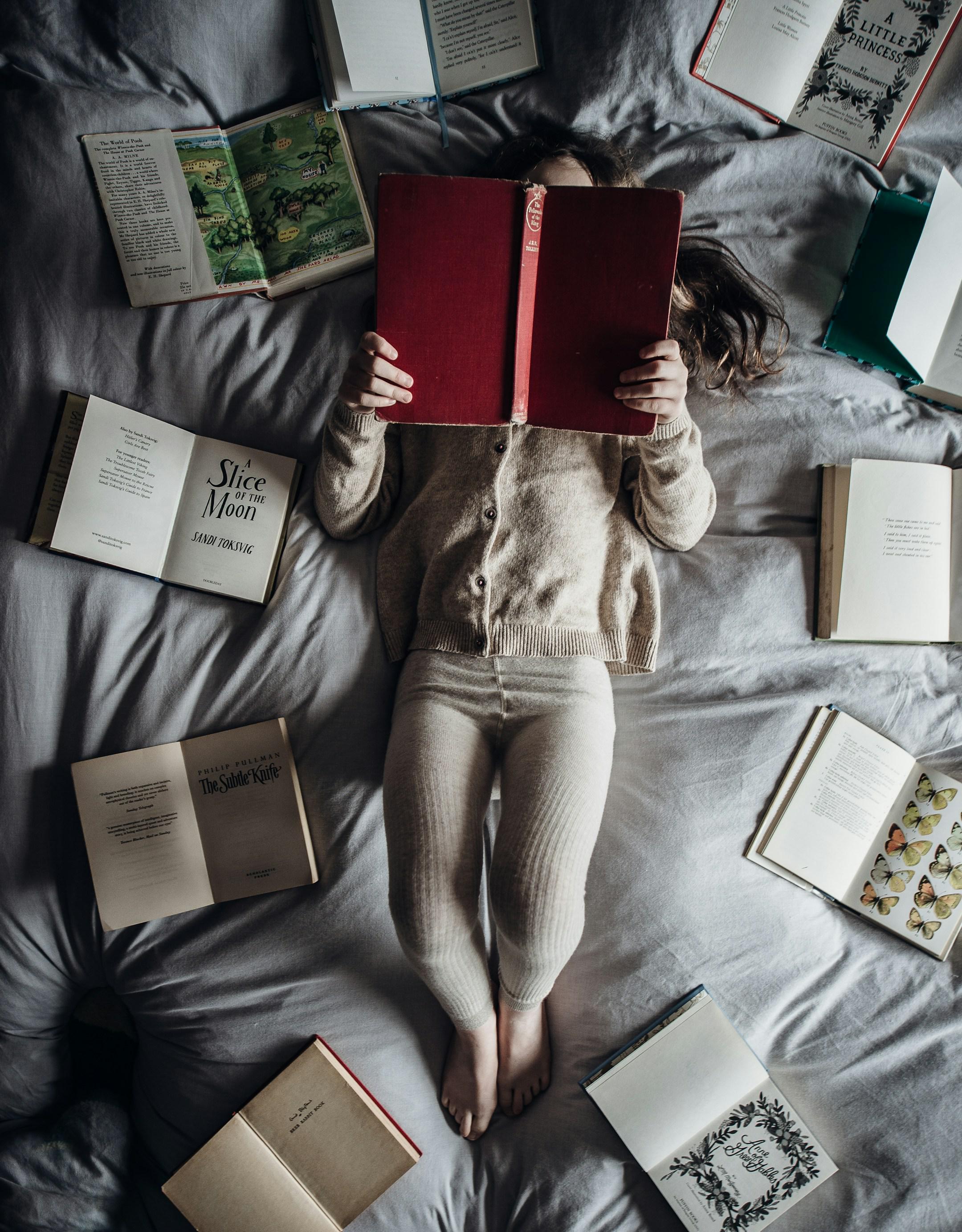 Child reading a book