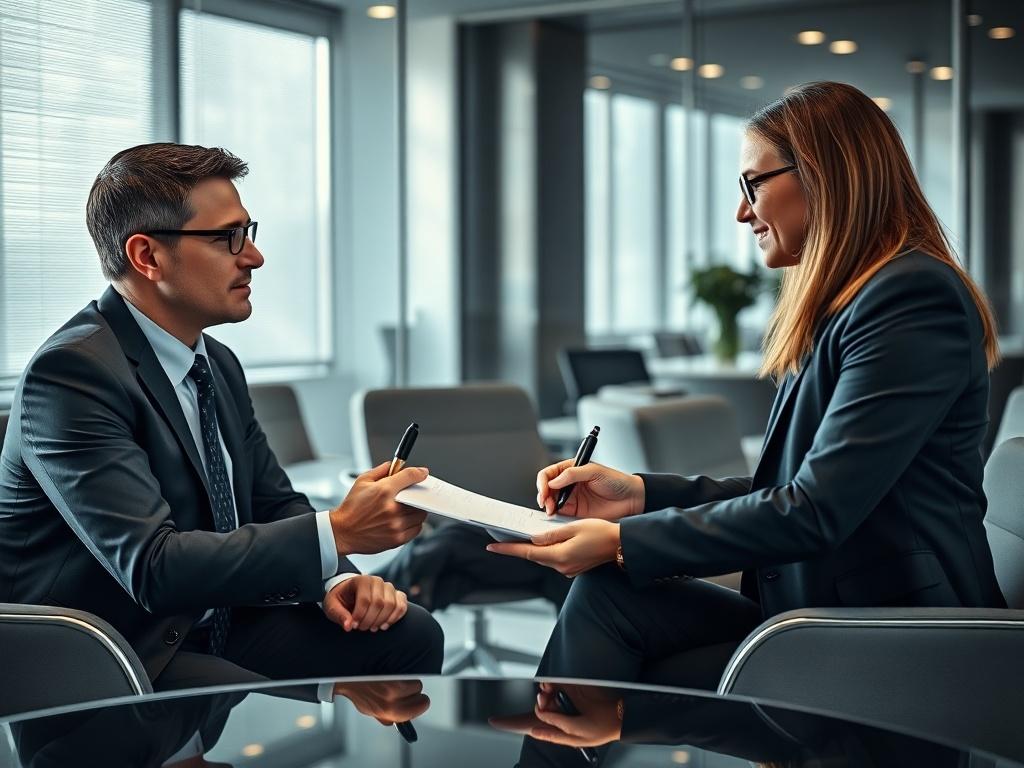 A close up shot of a mobile notary public interacting