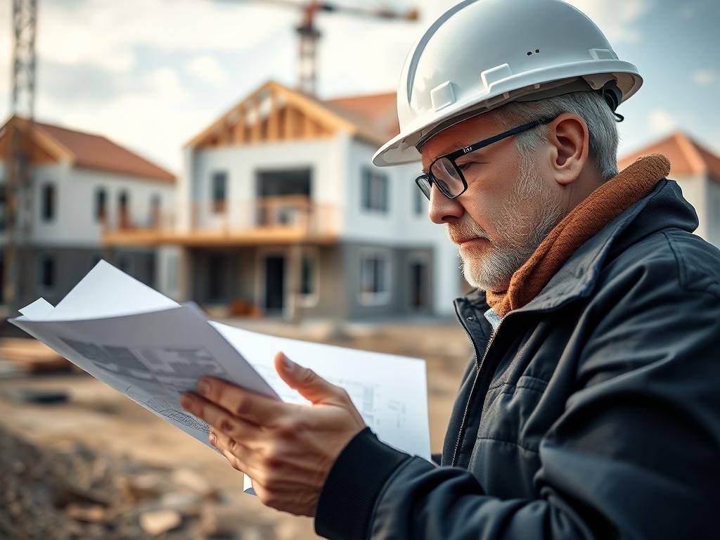A focused close up shot of a project manager reviewing