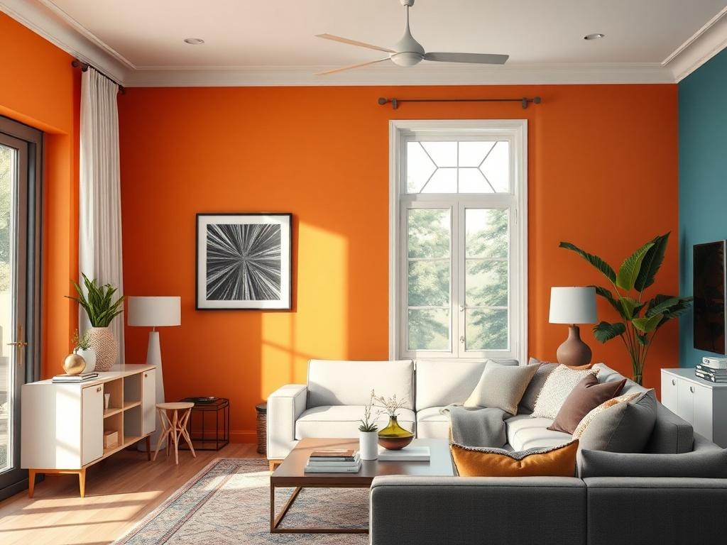 A close up shot of a beautifully painted living room,