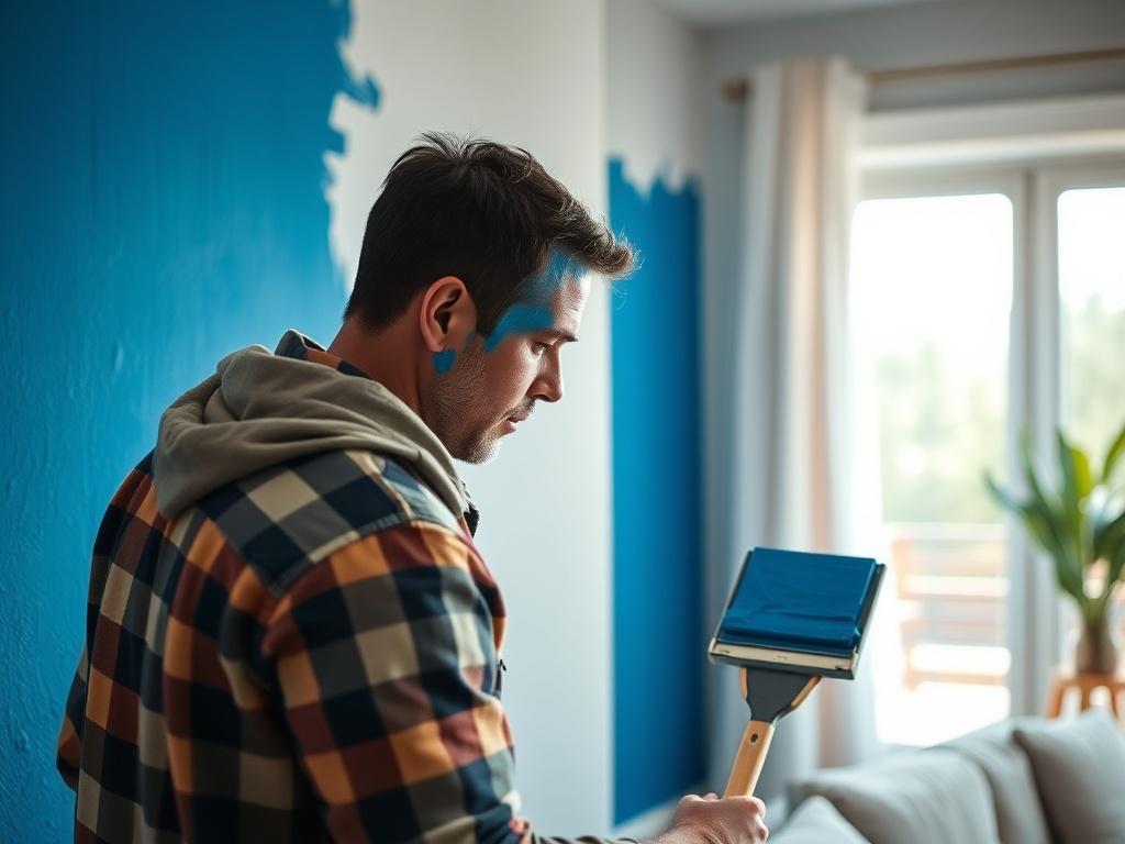 A close up shot of a painter applying a fresh