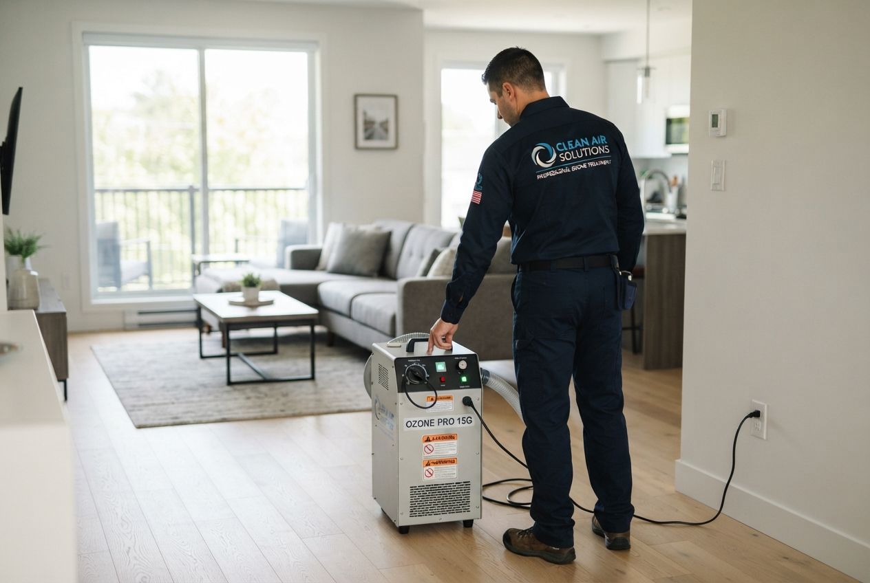 Professional technician performing ozone treatment