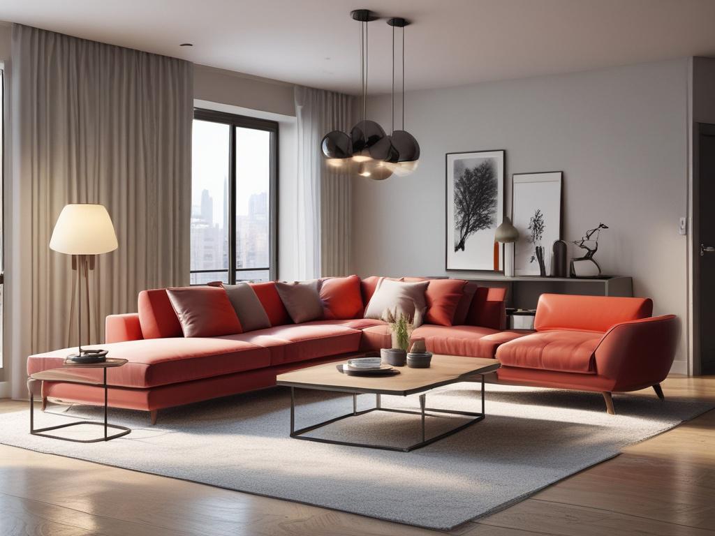 A beautifully designed luxury apartment interior, showcasing a stylish living