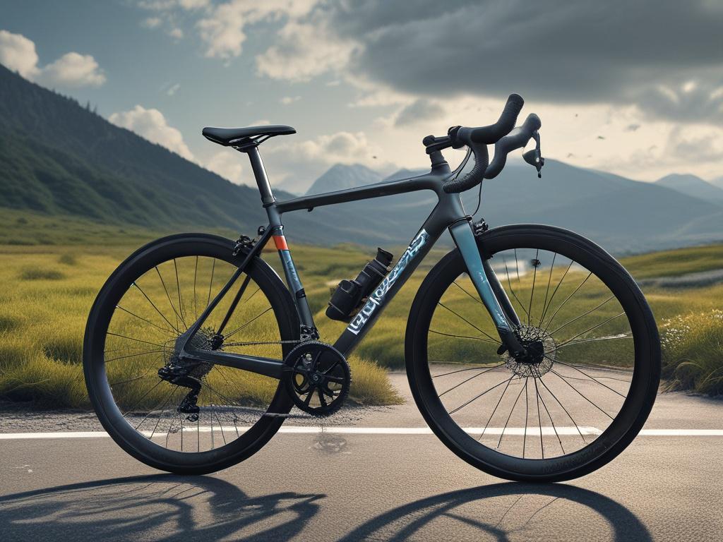 A photorealistic image of a lightweight carbon bike set against