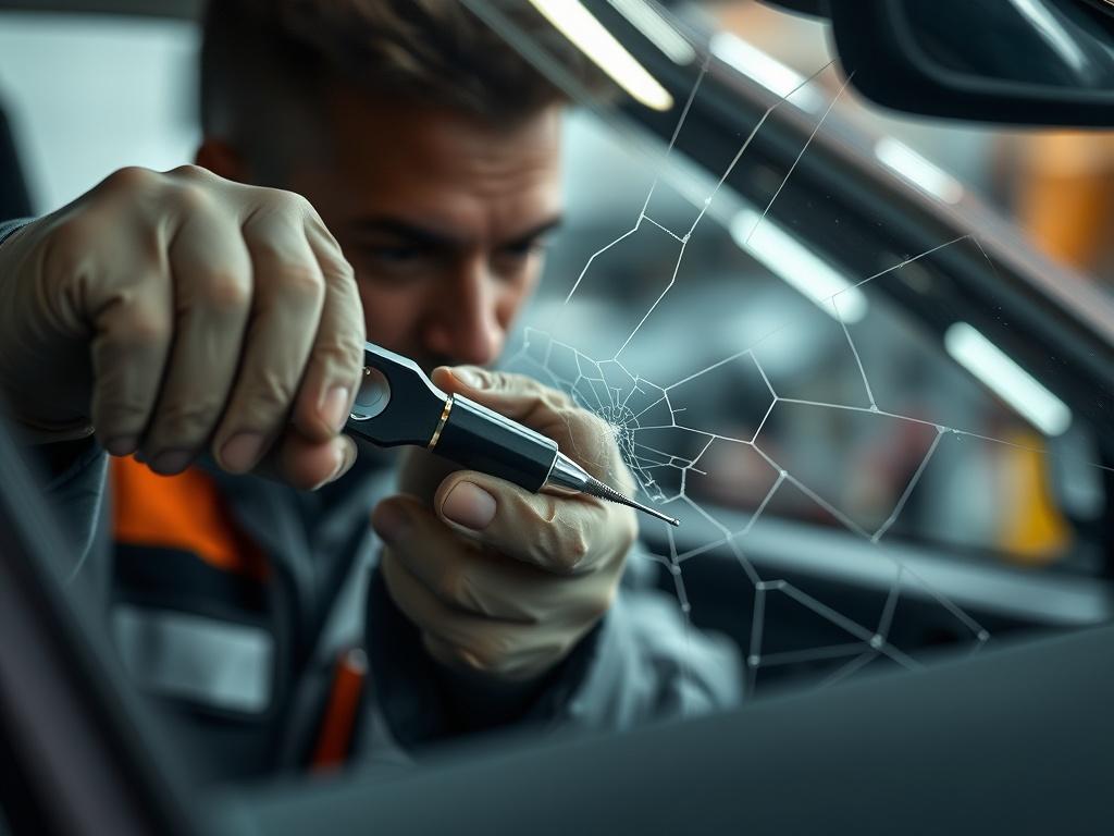 A close up of a technician expertly repairing a cracked