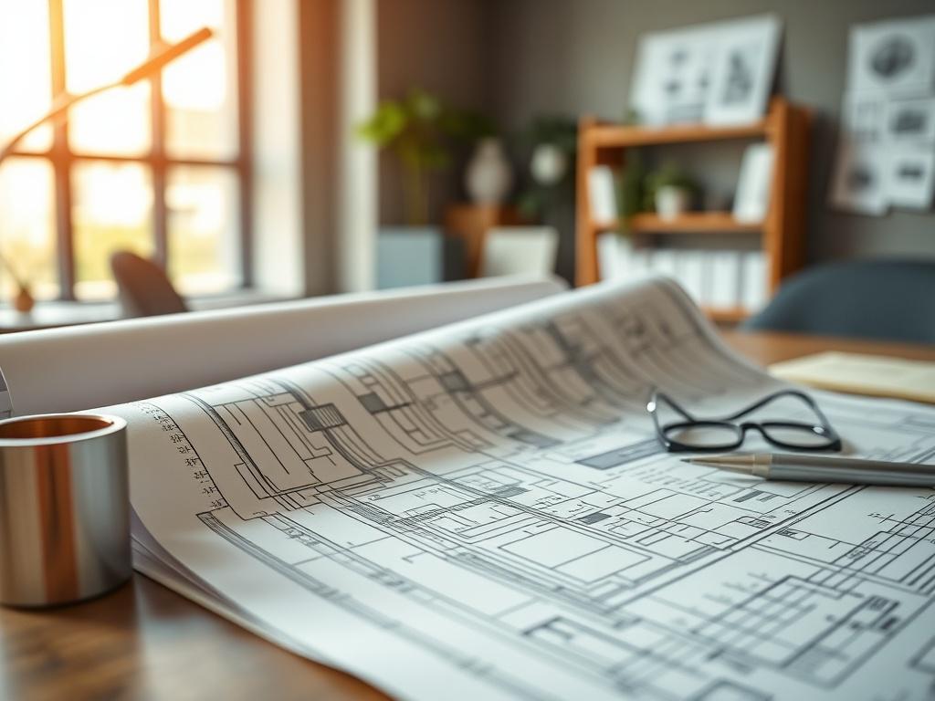 A close up shot of an architect's desk featuring high