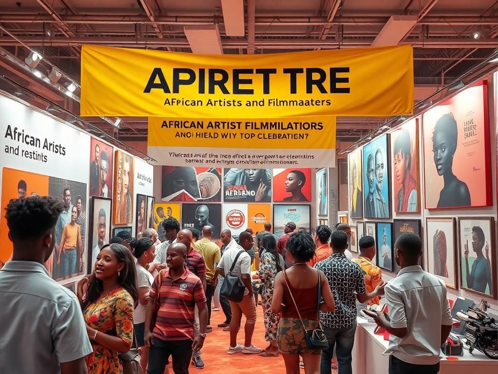 A promotional event showcasing African artists and filmmakers, with vibrant