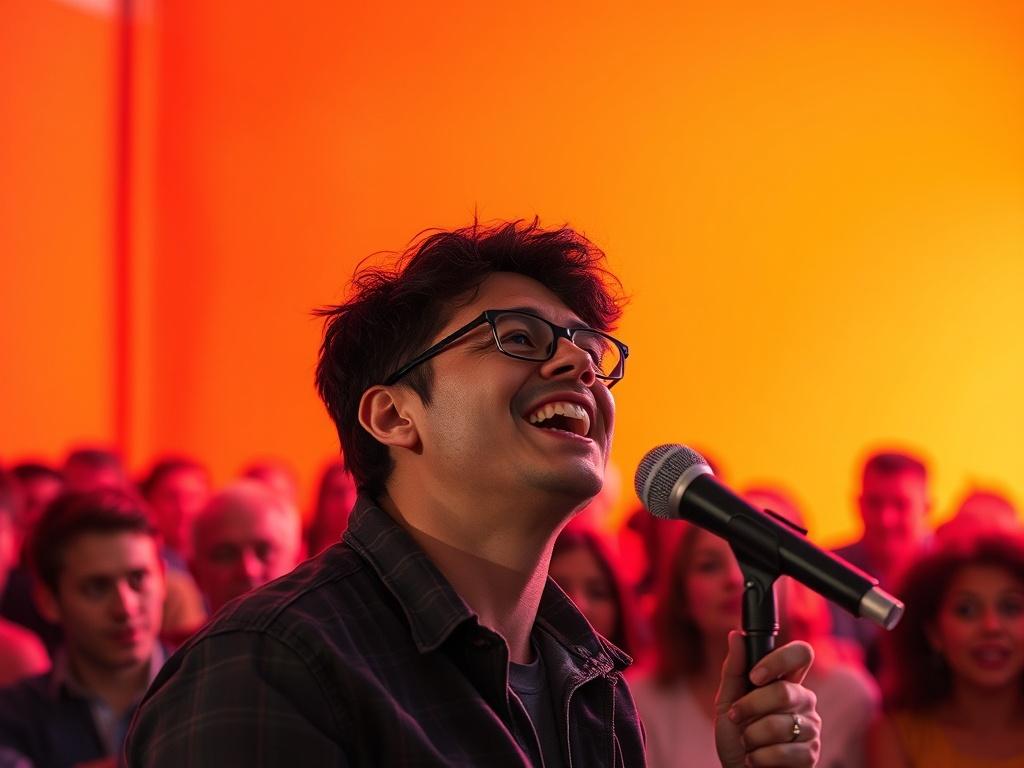 A high resolution of a grassroots actor performing in front