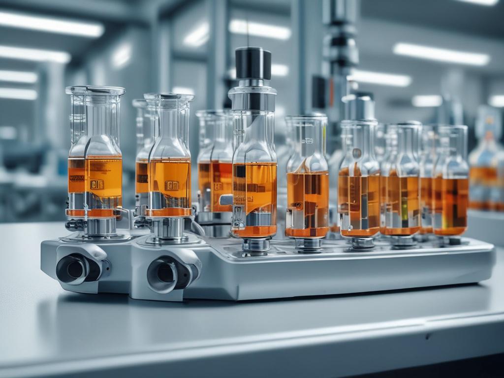 A close up shot of a high tech laboratory setting,